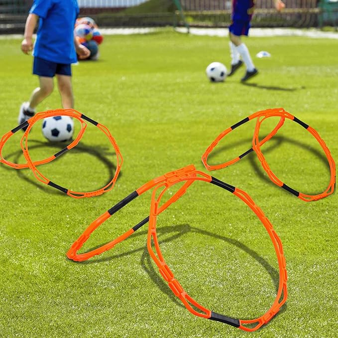 Hikeen Octagonal Agility Rings, Speed Rings, Youth Agility Footwork Training and Speed Hurdles Ladder, Fitness Equipment Sport Workout for Soccer, Home Gym, 6 Firm Rings Set-FlexoryFit
