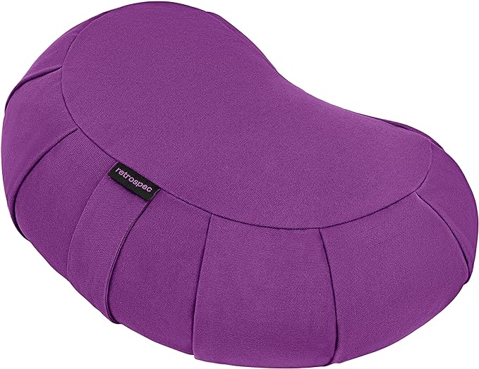 Retrospec Sedona Zafu Meditation Cushion Filled w/Buckwheat Hulls - Yoga Pillow for Meditation Practices - Machine Washable 100% Cotton Cover & Durable Carry Handle Round & Crescent, 1 Ct (Pack of 1)-FlexoryFit