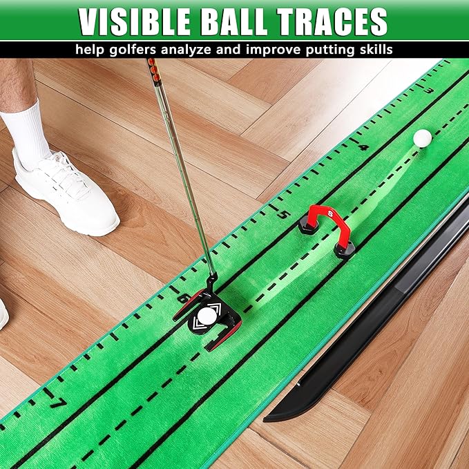 CHAMPKEY Professional Hazard Golf Putting Green Come with Golf Putting Gates and Putting Mirror - Progressive Slope Tech and Noise Reduction Tech Golf Putting Mat