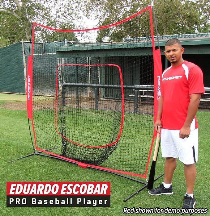 PowerNet Baseball Softball Practice Net 7x7 with Baseball Accessories for Practice Pitching, Batting & Fielding, Ball Caddy, Weighted Baseballs, Tee