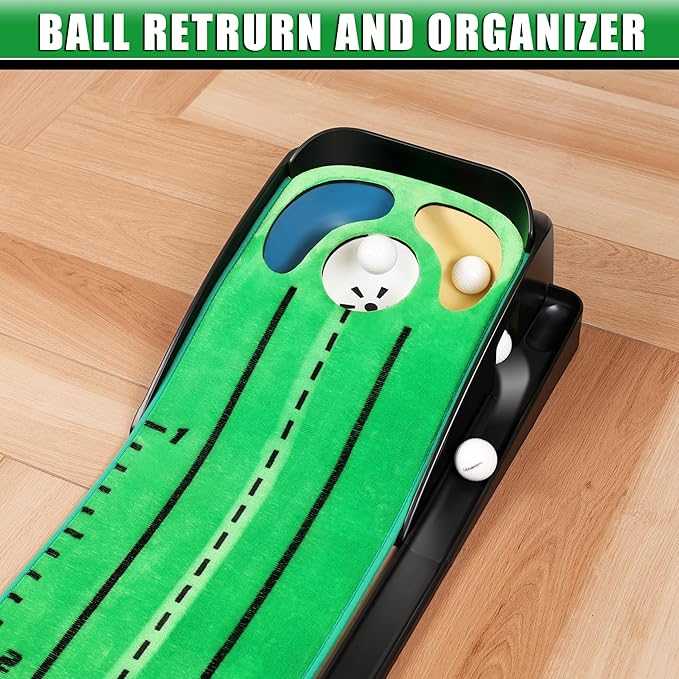 CHAMPKEY Professional Hazard Golf Putting Green Come with Golf Putting Gates and Putting Mirror - Progressive Slope Tech and Noise Reduction Tech Golf Putting Mat