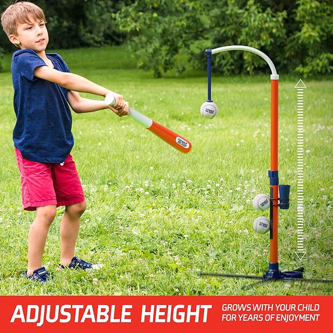 Tee Ball Set for Kids - 4 Year Old Boy Birthday Gift - Baseball Batting Tee for Kids - T Ball Set for Toddlers 3-5, 4-6 - Tball Toys for Ages 3 4 5 6 Year Old Boy - Toddler Outdoor Toys, Baseball Tee