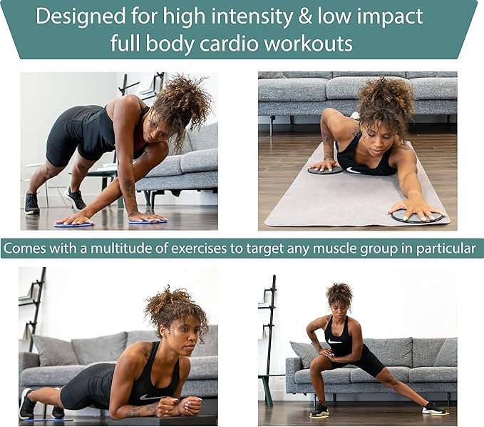 InnerFit Core Sliders for Working Out - Set of 2 Dual Sided Exercise Sliders Fitness Discs - Durable Strength Slides Suitable for Carpets and Hardwood Floors-FlexoryFit