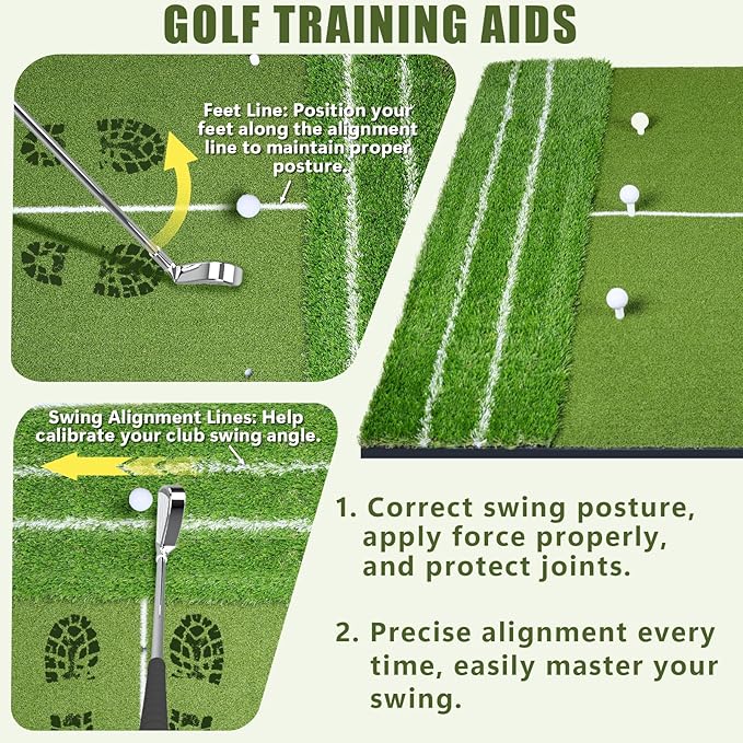 SIOTMERA 23x16IN & 5x4FT Golf Mat, Dual-Turf Golf Hitting Mat with High-Elasticity EVA Anti-Slip Bottom, Anti-Deformation,Reinforced Glue, Ideal for Swing,Chipping Practice,Indoor/Outdoor