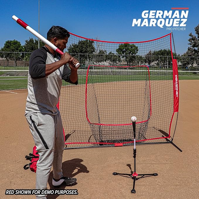 PowerNet Baseball Softball Practice Net 7x7 with Baseball Accessories for Practice Pitching, Batting & Fielding, Ball Caddy, Weighted Baseballs, Tee