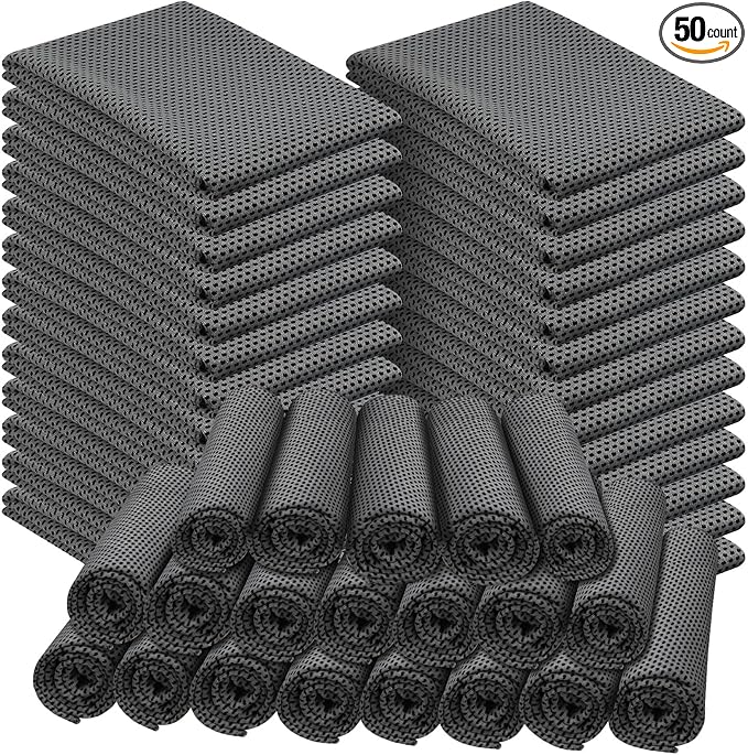 Shellwei 50 Pcs Cooling Towel 40 x 12 Inch Microfiber Workout Towels Breathable Chilly Towel Ice Cool Cold Towels Bulk Fast Drying Absorbent Sweat Rag for Neck Yoga Sports Golf Gym-FlexoryFit