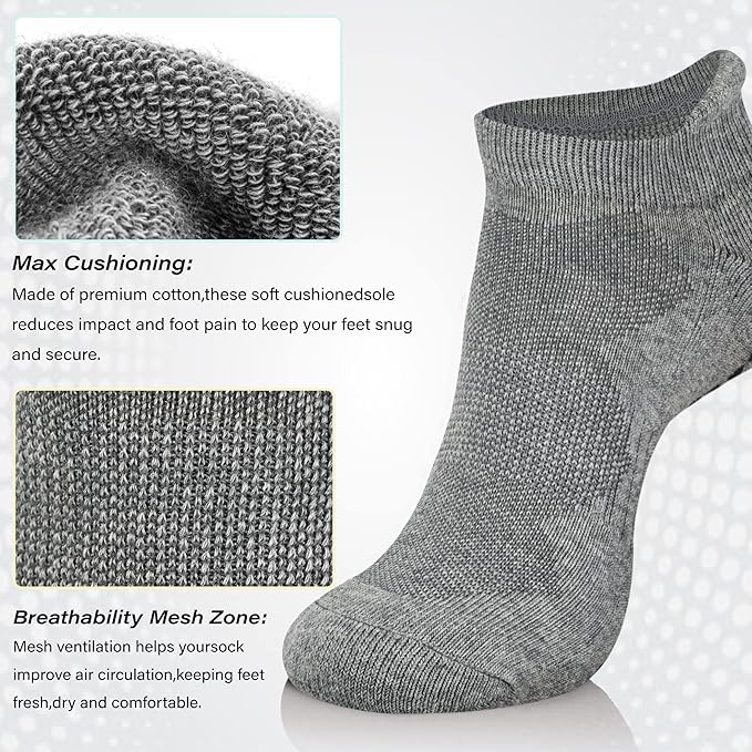 Hylaea Unisex Non Slip Socks with Grip for Yoga, Hospital, Pilates, Barre | Ankle, Cushioned-FlexoryFit