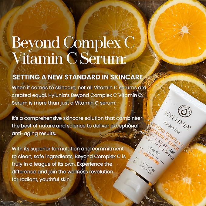 Hylunia Beyond Complex C Vitamin C Serum, 1.0 fl oz - Hydrating, Anti-Aging, Brightening & Nourishing with Hyaluronic Acid - Vegan, Clean & Cruelty-Free Skincare for Radiant Skin-FlexoryFit