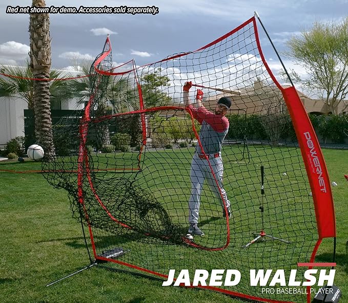 PowerNet Baseball Softball Practice Net 7x7 with Baseball Accessories for Practice Pitching, Batting & Fielding, Ball Caddy, Weighted Baseballs, Tee