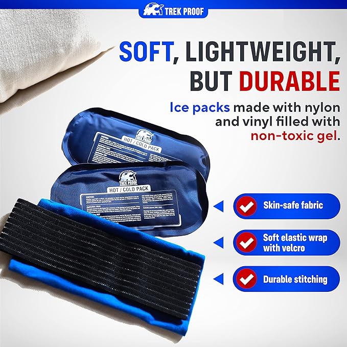 Ice Packs for Injuries Reusable (3-Piece Set) – Hot and Cold Ice Pack Therapy Gel Wrap Support – Supports Recovery, Joint and Muscle Pain – Knees, Back & More (3 Piece Set - Classic)-FlexoryFit