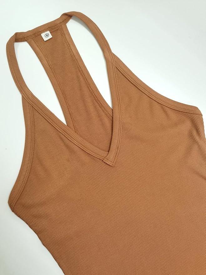 iGENJUN Workout Tops for Women Racerback Basic Tank Summer 2025 Camisole V Neck Slim Fit Ribbed Sleeveless-FlexoryFit