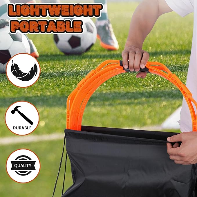 Hikeen Octagonal Agility Rings, Speed Rings, Youth Agility Footwork Training and Speed Hurdles Ladder, Fitness Equipment Sport Workout for Soccer, Home Gym, 6 Firm Rings Set-FlexoryFit