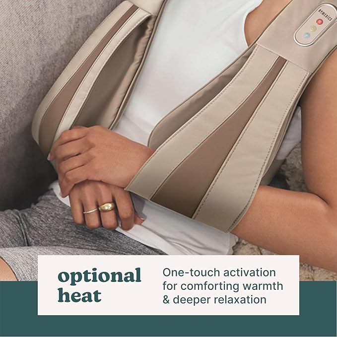 HoMedics Shiatsu Deluxe Neck & Shoulder Massager with Heat | Shiatsu Massager, 3 Speeds, Changes Direction | Muscle Kneading for Neck, Shoulders, Back, & Legs, Portable, Convenient Straps | Thera-P-FlexoryFit