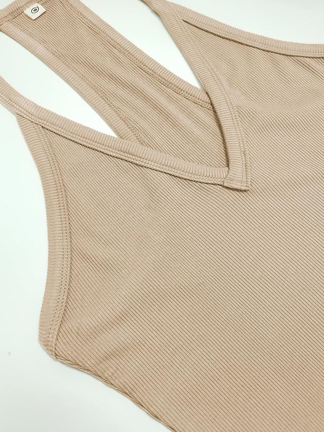 iGENJUN Workout Tops for Women Racerback Basic Tank Summer 2025 Camisole V Neck Slim Fit Ribbed Sleeveless-FlexoryFit