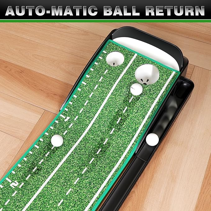 CHAMPKEY Dual-Hole Golf Putting Green Indoor with 3 Golf Putting Gates - Improves Putting Accuracy and Skill Levels Golf Putting Mat - Ideal for Indoor and Outdoor Training