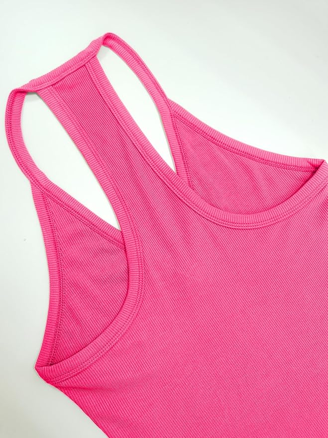 iGENJUN Workout Tops for Women Racerback Basic Tank Summer 2025 Camisole V Neck Slim Fit Ribbed Sleeveless-FlexoryFit