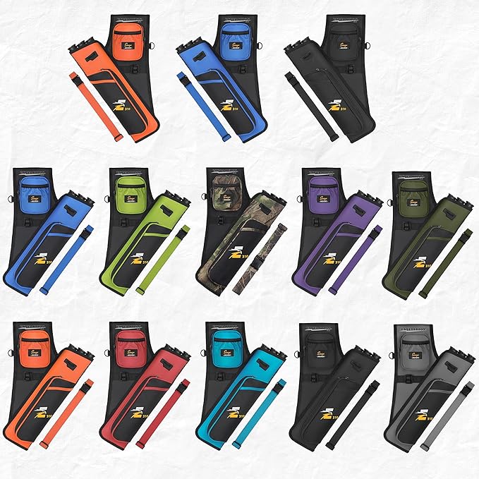 SUNYA Archery Hip Quiver for Arrows. Includes 3 Tubes Arrow Holder, Accessories Pockets and Waist Belt. Fit for Compound and Recurve Bow Practice.