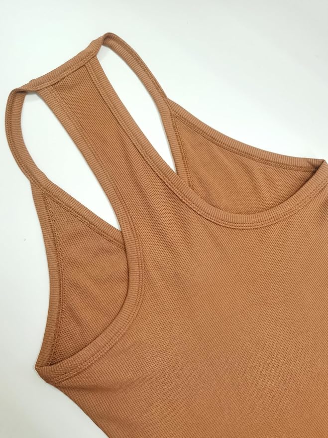 iGENJUN Workout Tops for Women Racerback Basic Tank Summer 2025 Camisole V Neck Slim Fit Ribbed Sleeveless-FlexoryFit