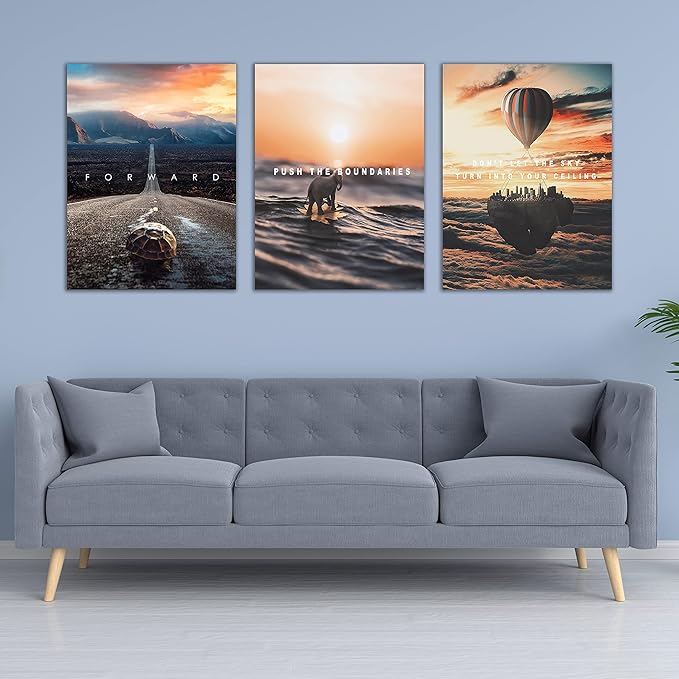 Motivational Wall Decor Poster Inspirational Wall Art 3 Pieces Canvas Wall Painting Framed Artwork for Living Room Bedroom Office Home Decor Prints Pictures Wall Decor Ready to Hang 48''Wx 24''H-FlexoryFit