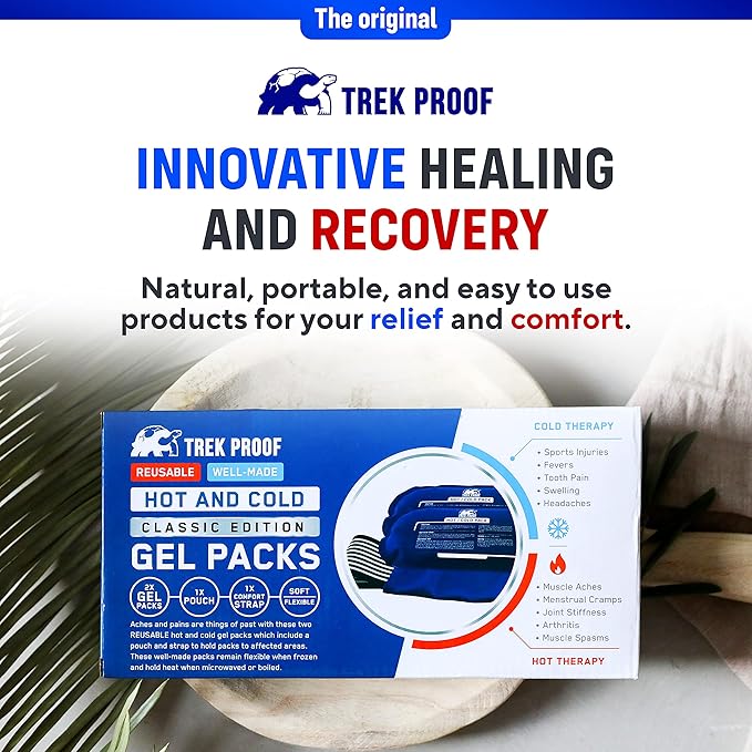 Ice Packs for Injuries Reusable (3-Piece Set) – Hot and Cold Ice Pack Therapy Gel Wrap Support – Supports Recovery, Joint and Muscle Pain – Knees, Back & More (3 Piece Set - Classic)-FlexoryFit