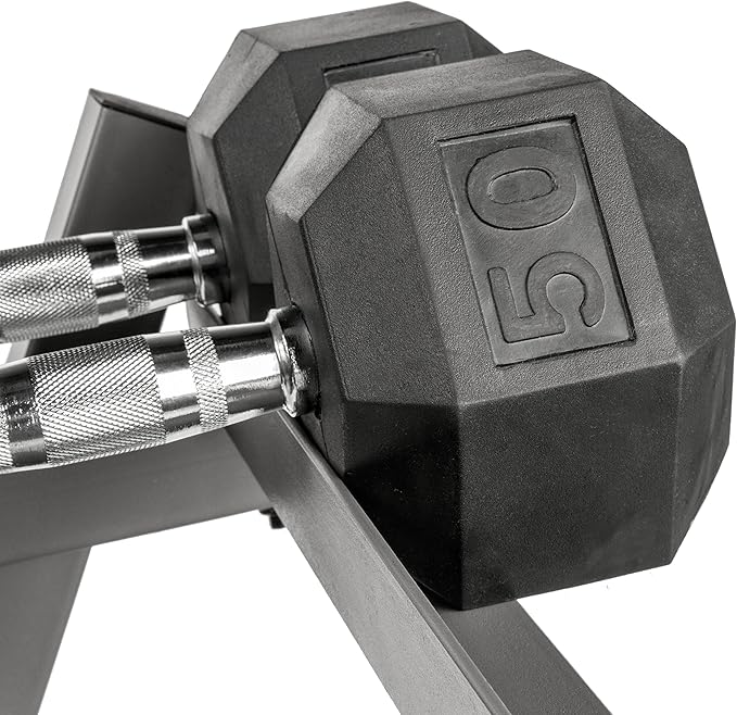 XMARK Dumbbell Set with Rack, Weights Dumbbells, Multiple Free Weights and Horizontal Storage for Home Gym Strength Training, Storage Rack Color Options-FlexoryFit