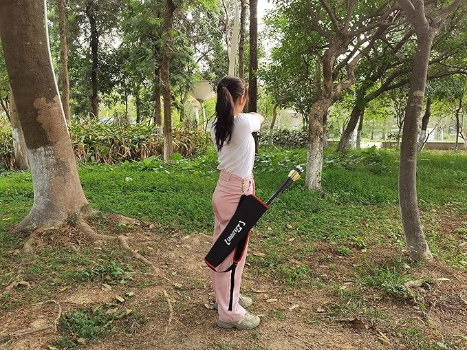 YLS Archery Hip and Back Quiver for Arrows - Black Arrow Quiver for Kids and Adults - Adjustable Arrow Holder with a Padded Strap and Belt Clip - Archery Accessories for Field and Practice