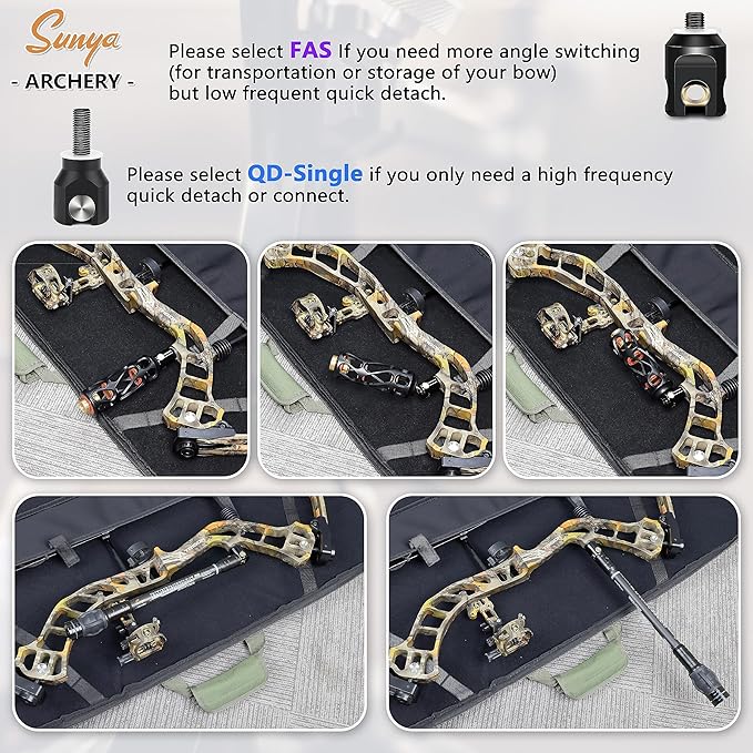 SUNYA Archery Bow Stabilizer for Compound Bow, Carbon Fiber Body Flexible Core, Damping System and Weights Kit, 8",10",12" 15" in Expedition Series