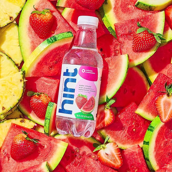 Hint Fruit-Infused Bottled Water, Strawberry Watermelon - Sugar Free Flavored Water with Zero Calories, Naturally Flavored, and No Artificial Sweeteners - 16 Fl Oz (Pack of 12)-FlexoryFit