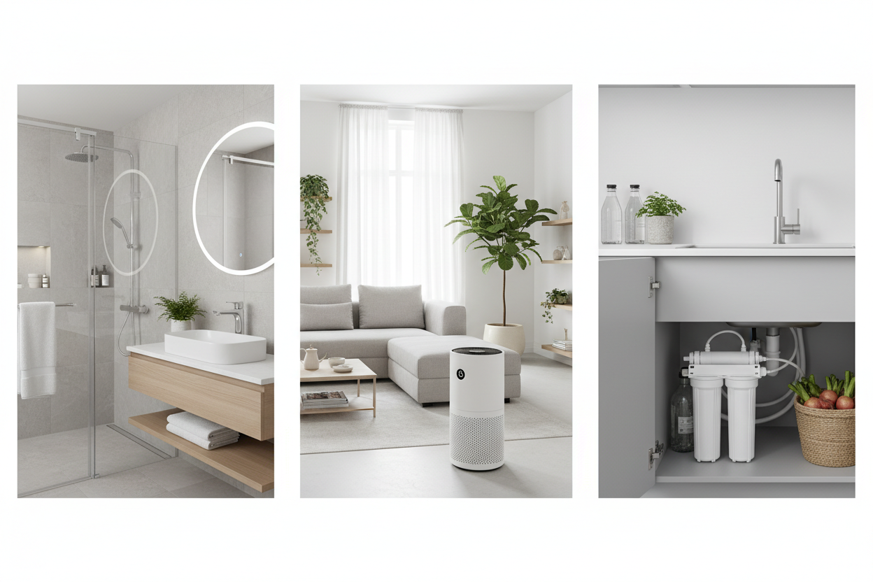 Why Bathroom Fixtures, Cooling & Air Quality Solutions, and Inline Water Filters Create Healthier Living Spaces