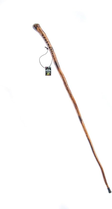 SE Natural Wood Walking Stick with Root Head, Carved Hand Grip, Steel Spike and Metal-Reinforced Tip Cover, 55" - WS631-52RH