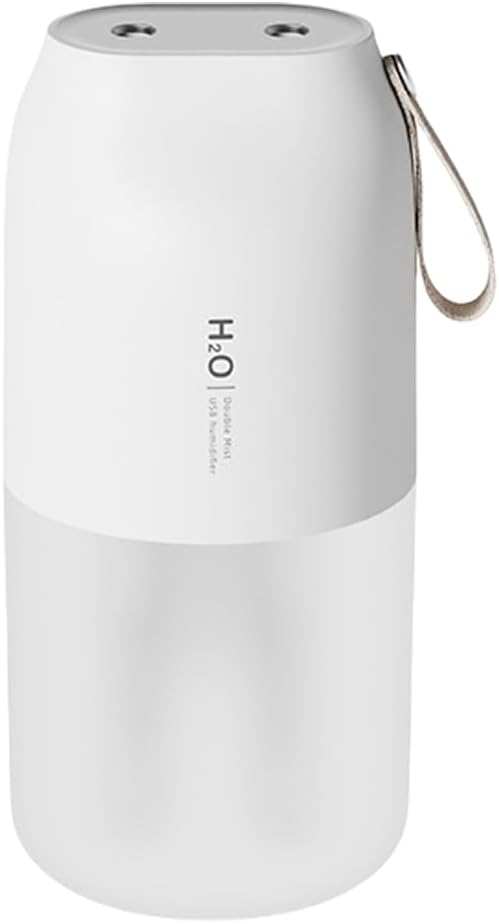 Dual Nozzle Portable Humidifier 300ml with Dual Spray Modes and Night Light for Bedroom and Car