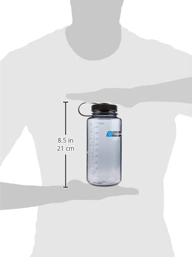 Nalgene Leak Proof Tritan BPA-Free Water Bottle - 32 oz Wide Mouth - Made in the USA for Outdoor Use & Daily Hydration (Grey w/Black Lid)