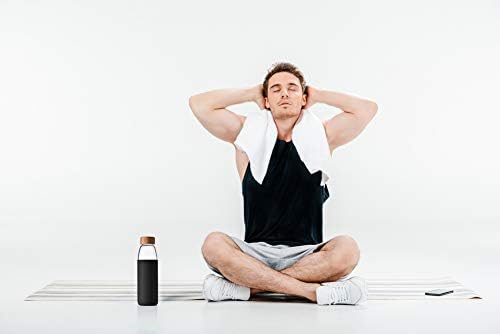 veegoal 18 Oz Borosilicate Glass Water Bottles with Bamboo Lid, BPA-FREE, Non-Slip Silicone Sleeve, and Stainless Steel Leak Proof Lid - Reusable Glass Bottle for Men and Women