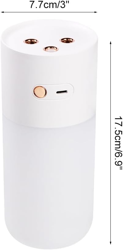 Portable Mini Humidifier, Dual Nozzle Quiet Air Humidifier Desktop Cool Mist Humidifier with Night Light for Bedroom Plants Office Car