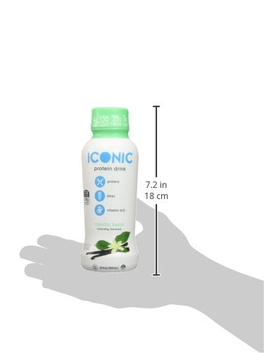 Iconic Protein Drinks, Vanilla Bean (12 Pack) - Sugar Free & Low Carb - 20g Grass Fed Protein - Lactose Free, Gluten Free, Non-GMO, Kosher - Keto Friendly Protein Shakes-FlexoryFit