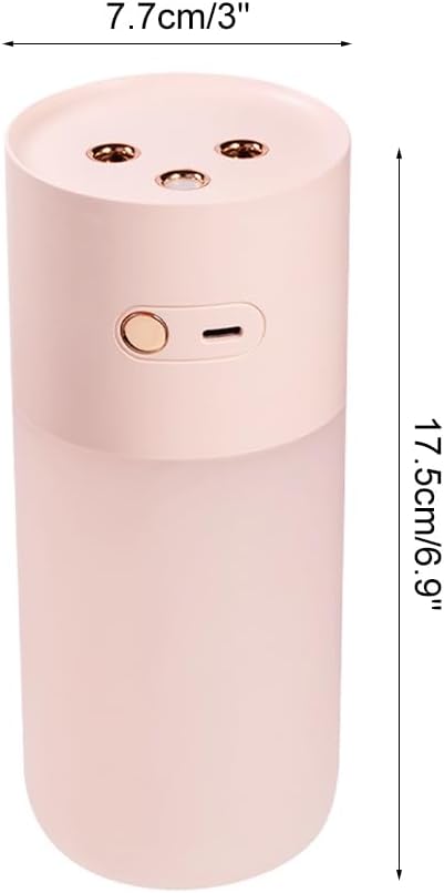Portable Mini Humidifier, Dual Nozzle Quiet Air Humidifier Desktop Cool Mist Humidifier with Night Light for Bedroom Plants Office Car