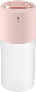 Mini Humidifier Portable USB Humidifier Double Spray Small Mist Humidifiers Desktop Humidifier for Car, Office, Indoor, Bedroom, Travel (Pink)