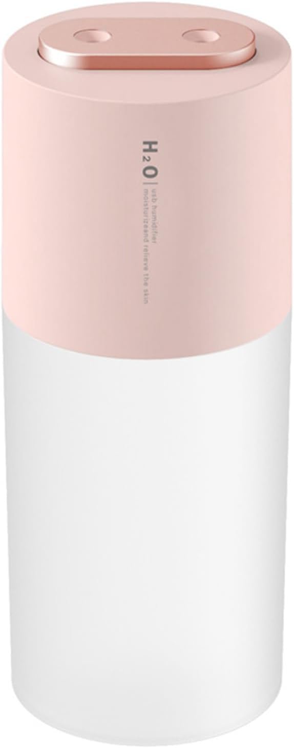 Double Spray Humidifier Large Fog Volume USB Portable Desktop Humidifier for Car Office Home Plastic 400ml Water Tank (Pink)