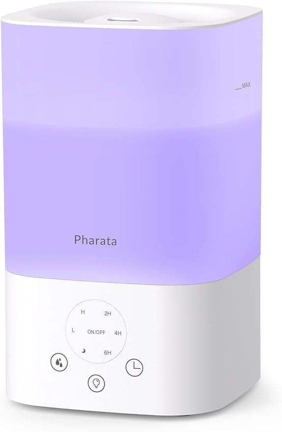 Humidifiers for Bedroom Home, 3.5L Top Fill Air Cool Mist Humidifiers for Baby Large Room Indoor Plants Nursery, Night Light, White