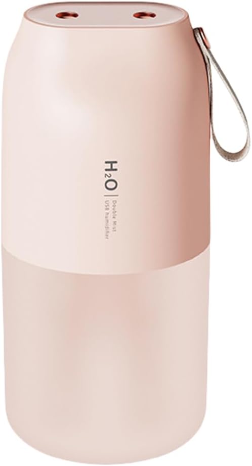 Dual Nozzle Portable Humidifier 300ml with Dual Spray Modes and Night Light for Bedroom and Car