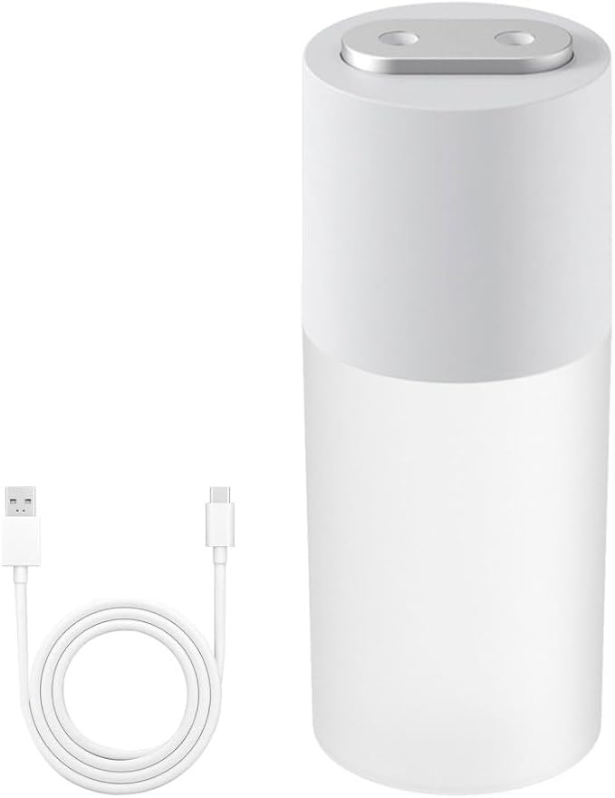 Mini Humidifier, 400ML Portable Air Diffuser with Night Light, Dual Spray Nozzles, 2 Mist Modes, Silent Car Humidifier for Office Home Bedroom