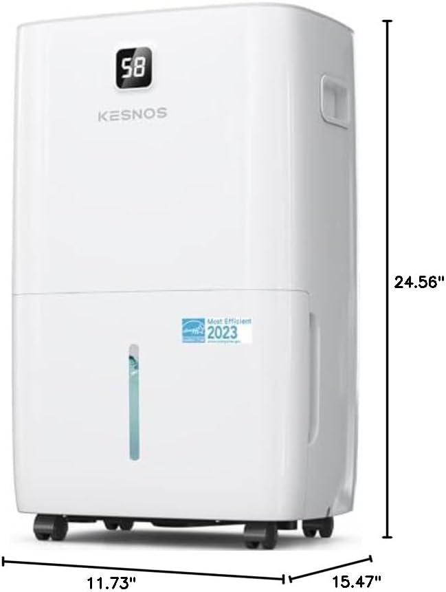 Kesnos 150 Pints Energy Star Dehumidifier for Home & Basement with Drain Hose, Front LED Display and 2.12 Gal Water Tank, Ideal for Spaces up to 7,500 Sq. Ft., Featuring Auto Defrost & Timer Function