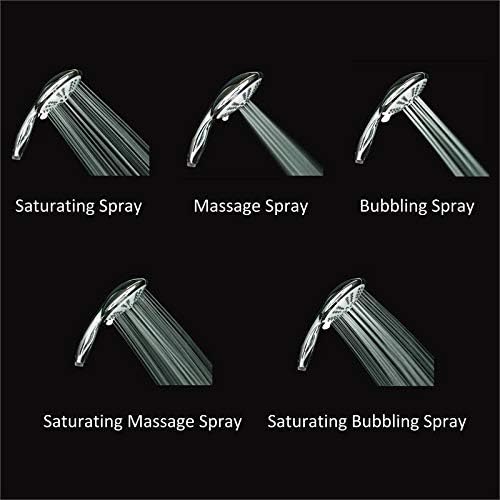 5-Inch Anti-Clog High Pressure LARGE Dual Shower Head with Handheld Spray - 5 Unique Spray Modes/BRASS CONNECTOR/5 Ft Stainless Steel Hose/Spot Resist Brushed Nickel