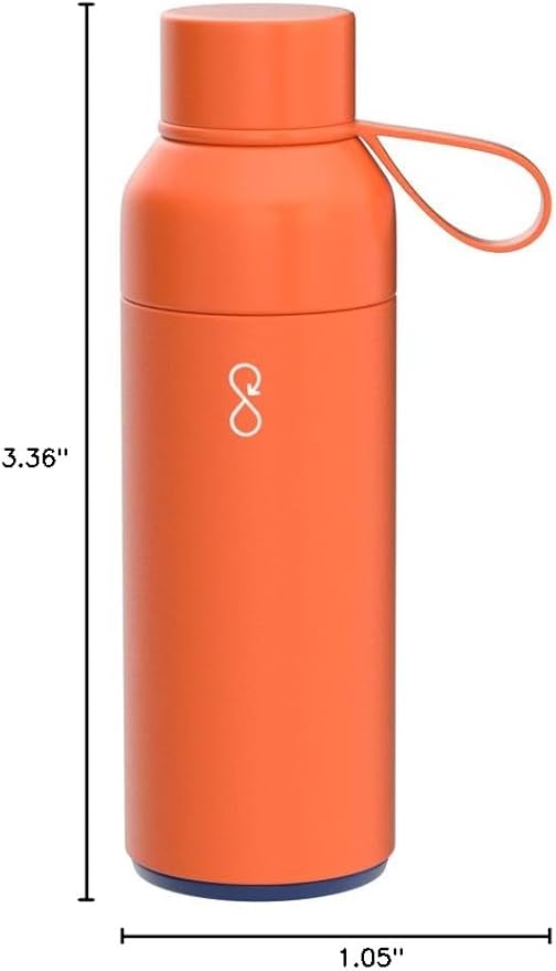 Ocean Bottle - Recycled Stainless Steel Drinks Reusable Water Bottle - Eco-Friendly & Reusable - Sun Orange - 17 oz
