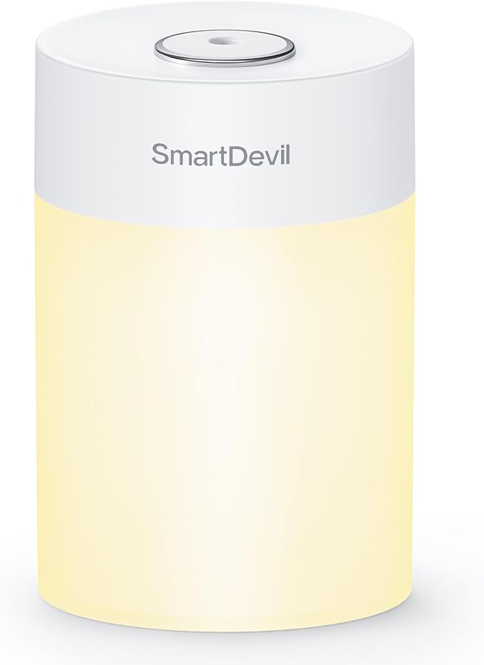 SmartDevil Small Humidifier, Portable USB Personal Desk Humidifier for Bedroom, Plants, Office, Travel, Nightstand with Night Light, Auto Shut-Off, Super Quiet