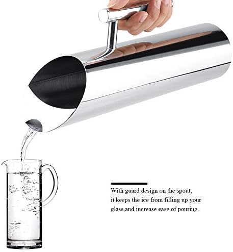 Stainless Steel Water Pitcher Jug with Ice Guard - 2L Cold Drinking Carafe with Handle for Home & Hotel