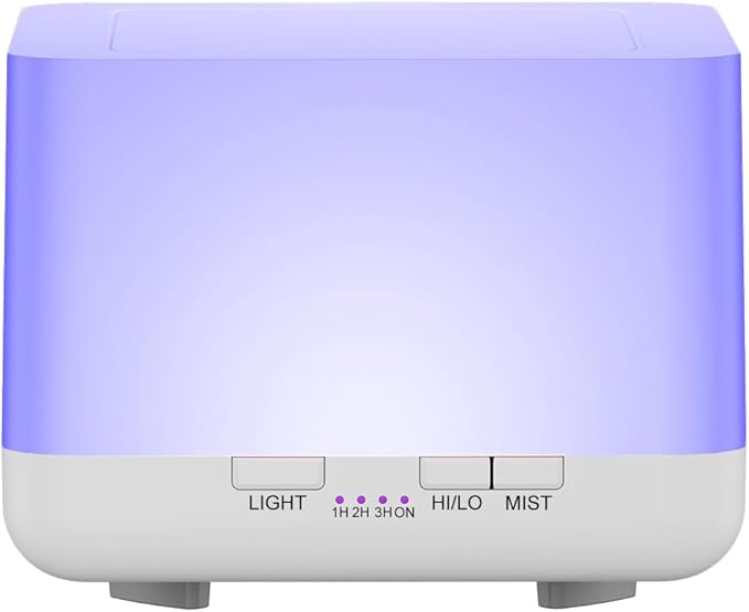 600ml Essential Oil Diffuser White Cute Humidifier with Adjustable Mist Mode,Auto Off,7-Colors Night lignts 3 in 1 Portable Aroma Diffuser for Bedroom/Office/Home