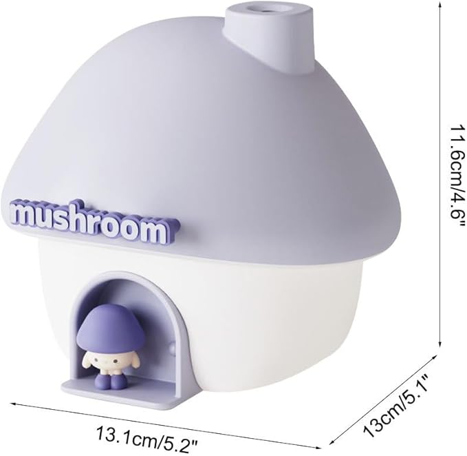 Mushroom Humidifier, 300ML Mist Humidifier, Portable Air Humidifer with Night Light for Bedroom Office Car