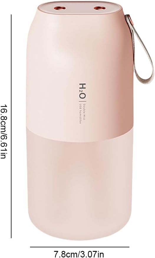 Dual Nozzle Portable Humidifier 300ml with Dual Spray Modes and Night Light for Bedroom and Car