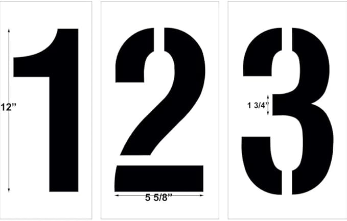12" Number Stencil Kit | Part#: 10000946 | 10-Piece Kit includes Numbers 0-9 | Number Height is 12" | Flexible and Durable 1/8" PolyTough Lifetime | Precision Marking | Made in USA-FlexoryFit